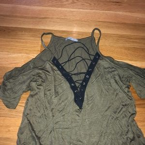 Green Open Shoulder Top